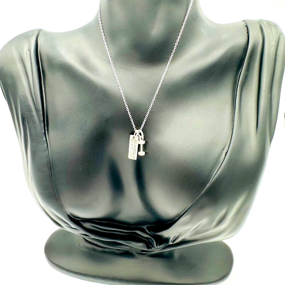 Activewear Bling NWT! YFN "Strong Is Beautiful" Sterling Silver Necklace (18")